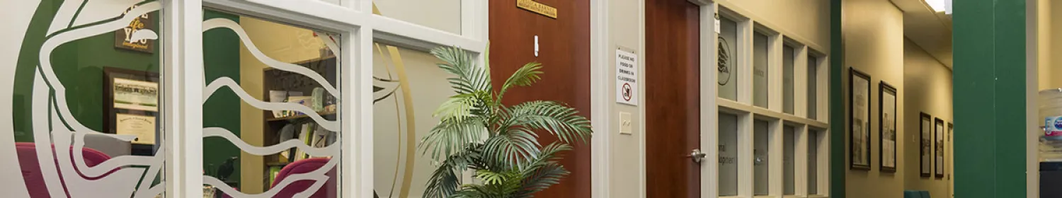 Inside the offices of a Saint Leo education center.