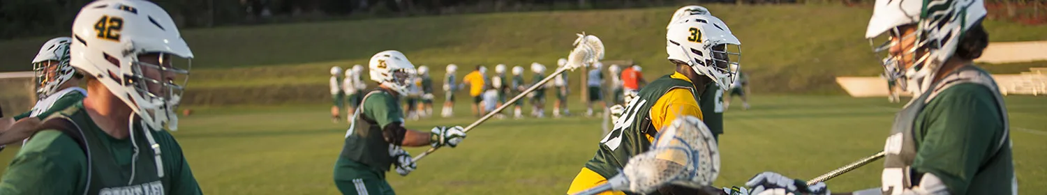 Saint Leo University's men's lacrosse team warms up before game